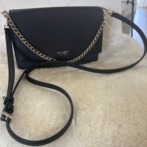 Kate Spade Black Crossbody Bag with Gold Chain Detail